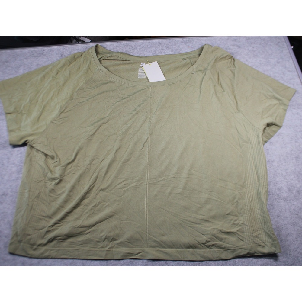 Women's All in motion boxy fit cropped green short sleeve top size XXL NWT